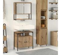 Ensemble Moderne de Meubles de Salle de Bain en Bois d'Ingénierie Écologique avec Miroir Intégré et Portes Affleurantes | Rangement Intelligent et Design Contemporain