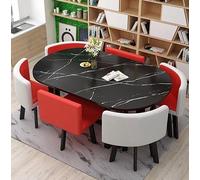 Ensemble moderne de salle à manger ovale 7 pièces avec 6 chaises élégantes et table basse polyvalente - Meuble de cuisine et de salon idéal pour les repas et réunions de famille