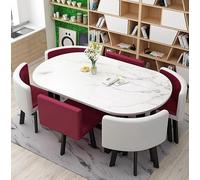 Ensemble moderne de salle à manger ovale 7 pièces avec 6 chaises et table basse polyvalente - Meuble élégant de cuisine et de salle à manger pour les repas de famille et les réceptions