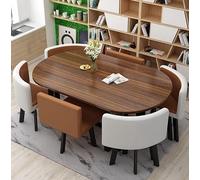 Ensemble moderne de salle à manger ovale de 7 pièces avec 6 chaises - Meuble élégant de cuisine et de salon - Parfait pour les repas de famille et les réunions - Table basse élégante incluse