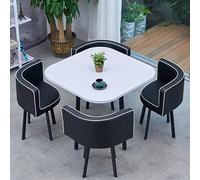Ensemble moderne de salle à manger ronde de 5 pièces avec 4 chaises - Meuble élégant de cuisine et de salle à manger, bar compact pour petit déjeuner, 80 x 75 cm / 31.5x29.5in, parfait pour les petits