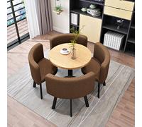 Ensemble moderne de table à manger en marbre marron pour 4 personnes avec chaises et bureau d'accueil, parfait pour la décoration du salon ou du salon