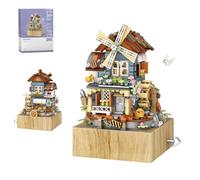 Ensemble Modulaire de 799 Pièces Avec Boîte à Musique et Briques de Moulin à Vent - Jouet d'Architecture Street View à Faire Soi-Même - Blocs de Construction