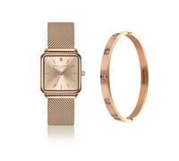 Ensemble montre et boucle d'oreille femme Amelia Parker Gold Plaza Rose 18x18 mm