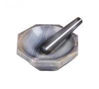 Ensemble mortier et pilon en calcédoine rouge de qualité laboratoire de 30 mm à 130 mm - Mortier en agate naturelle for le broyage et le mélange(Inner DIA 60mm)