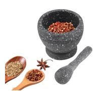 Ensemble mortier et pilon, Plastique réutilisable bol de broyage avec tige marteau sauce ail pilon moulin à épices Moulin manuel moulin à main Concasseur cuisine gadget épices (Grain de granit noir)
