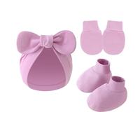 Ensemble moufles anti-rayures et bonnet d'hôpital pour nouveau-nés avec couvre-pieds élastiques en coton doux 0-6 mois bonnet avec moufles et chaussettes