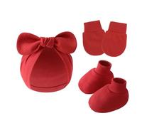 Ensemble moufles anti-rayures et bonnet d'hôpital pour nouveau-nés avec couvre-pieds élastiques en coton doux 0-6 mois bonnet avec moufles et chaussettes