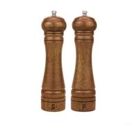 Ensemble Moulin à pour sel et Poivre en pour bois de Chêne - Broyeur Réglable Céramique pour Épices Fines Grossières - Set de 2 Moulins Manuels pour Cuisine et Table - Design Rustique 23,5 (8-inch SP)