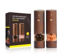 Ensemble moulin à sel et poivre électrique en bois rechargeable automatique avec lumière LED et mouture réglable pour sel et poivre
