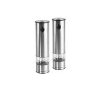 Cole & Mason H3004480 Battersea Moulins Sel et Poivre Électroniques, Acier Inoxydable/Acrylique, 210mm, Coffret Cadeau, Comprend 2 x Moulins Électriques, Garantie à Vie Du Mécanisme