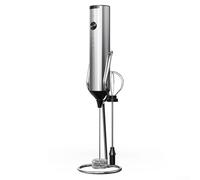 Ensemble mousseur à lait rechargeable avec 3 niveaux de vitesse et protection contre la surchauffe, comprend un fouet et un batteur à œufs avec base de charge et câble (argenté)