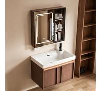 Ensemble Mural de Vanité en Aluminium Nid d'Abeille, Armoire Évier Flottant Étroit avec Miroir de Rangement pour Petites Salles de Bain