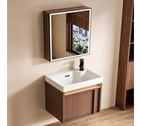 Ensemble Mural de Vanité en Aluminium Nid d'Abeille, Armoire Évier Flottant Étroit avec Miroir de Rangement pour Petites Salles de Bain