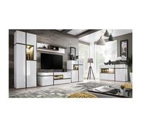 Ensemble mural meuble TV - Cross - 4 éléments - Blanc