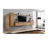 Meuble TV Mural Design "Switch I" 330cm Naturel