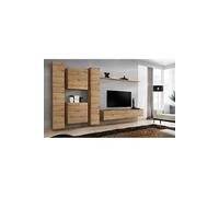 Meuble TV Mural Design "Switch VI" 330cm Naturel