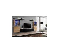Meuble TV Mural Design "Switch XIV" 320cm Naturel & Noir