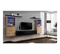 Meuble TV Mural Design "Switch XIV" 320cm Naturel & Noir