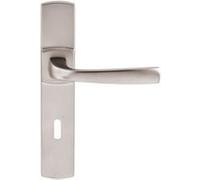 Vachette Set de Poignée de Porte sur Grande Plaque MUZE - Version Clé L, Porte de Chambre, Bureau - Entraxe 195 mm - Système de Pose Facile - Zamak Résistant - Finition Platine - Garantie 10 Ans