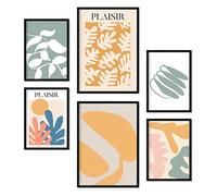 Ensemble nacnique de 6 affiches végétation. Collection de plaques avec collage esthétique pour la décoration d'intérieur. Tailles A3 et A4. Sans cadre.