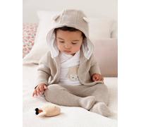 Ensemble naissance 3 pièces en point mousse beige chiné 3M(60CM)