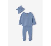 Ensemble naissance 3 pièces tee-shirt personnalisable legging bonnet bleu NAISSANCE(50CM)
