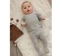 Ensemble naissance pull pantalon laine et cachemire personnalisable gris chiné 3M(60CM)