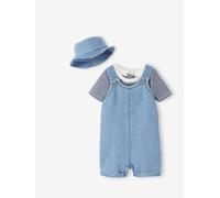 Ensemble naissance : salopette courte, body et bob bébé denim bleached 9M(71CM)