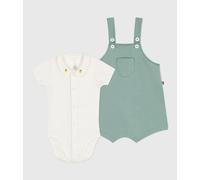 Ensemble naissance salopette et body brodé en coton uni Petit Bateau - vert - Taille 6 mois 6M vert