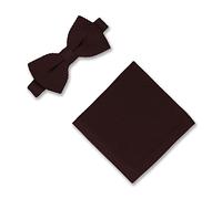 Ensemble nœud papillon et carré de poche en tricot marron.