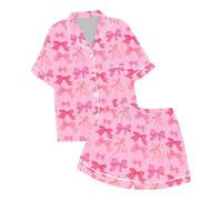 Ensemble Nuit Décontracté Fille Noeud Imprimé Pyjama Maison Confortable Vêtements Enfant 2-13Y Deux Pièces Haut Pantalon(6-7 Years)