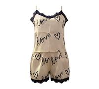 Ensemble Nuit Femme 2 Pièces Set Pajamas Mi Saison Nuisette Loungewear Fashion Femme Classique Ensemble Pijamas Haut San Manches Bermuda Vêtements Blanc Sets Doux Pyjama Femme Sexy Chic