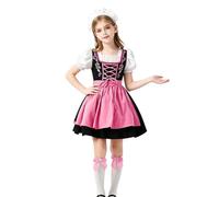 Ensemble Oktoberfest pour fille avec robe dirndl et tablier bavarois | Costume de servante traditionnelle allemande en coton-polyester pour célébrations festives
