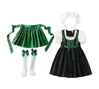 Ensemble Oktoberfest pour fille avec robe dirndl et tablier bavarois | Costume de servante traditionnelle allemande en coton-polyester pour célébrations festives