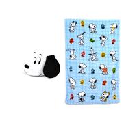 Ensemble Oreiller De Voyage Snoopy Puckator Plaid En Peluche Blanc/Bleu