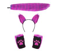 Ensemble oreilles d'animaux et queue de loup, ensemble de cosplay animal d'Halloween | Kit de gants à griffes pour et adultes | Jouets de déguisement de fête fantaisie d'Halloween et de Noël pour fill