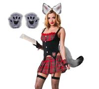 Ensemble Oreilles De Queue De Loup Et Gants - Ensemble De Déguisement Réaliste De Loup | Accessoires De Costume D'Halloween Fête Anime Carnaval