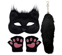 Ensemble oreilles et queue de loup, cosplay de loup | Couverture de visage et queue de patte d’animal | Accessoire de costume de cosplay amusant, équipement décoratif mignon pour garçons et filles