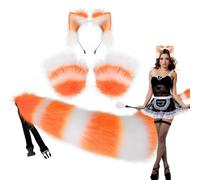Ensemble Oreilles Queue de Loup Serre-tête Animal Fausses Pattes Gants