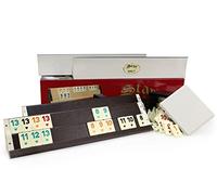 Ensemble original Star Gold Rummy/Okey - Plastique en bois avec pierres en mélamine - 104 pierres + 2 Jokers, 4 étagères et cubes | Okey Takimi Pierres de tapis antidérapantes antidérapantes pour la