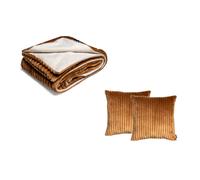 Ensemble OSLO avec plaid 140 x 180 cm + 2 coussins jaune 60x60 BOBOCHIC 60x60 Jaune