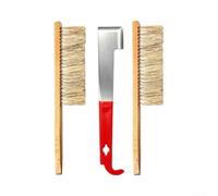 Ensemble Outil pour apiculture 3 J-Hook Scraper 2 Brosses Bristles | Acier inoxydable et pour bois brosses double poils manipulation confortable enlève cire et propolis