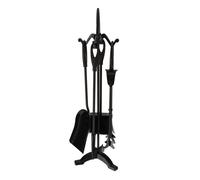 Oxeo Ensemble Outils de cheminée Acier forgé - Support d'outils Pince à feu Pelle Brosse Tisonnier