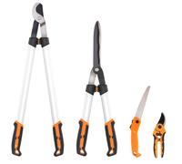 Ensemble outils jardin - Outsunny - taille-haies ébrancheurs sécateurs scie - lames tranchantes - aluminium - 4 pièces - argent