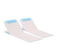 Ensemble Outsunny de 2 tapis de chaise de plage pliables, chaises longues d'extérieur légères avec dossier réglable, structure métallique, oreiller en tissu PE et sac de transport, blanc crème