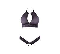 Ensemble Ouvert 2 Pièces Dentelle & Maille Noir