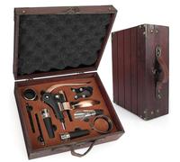 Ensemble ouvre Bouteille de vin dans Une boîte Cadeau en Bois,ouvre Bouteille vin de Luxe,Ensembles d'accessoires pour vin,Set de Sommelier avec Tire-Bouchon (Antike kiste2)