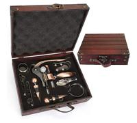 Ensemble ouvre Bouteille de vin dans Une boîte Cadeau en Bois,ouvre Bouteille vin de Luxe,Ensembles d'accessoires pour vin,Set de Sommelier avec Tire-Bouchon (Antike kiste1)