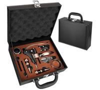 Ensemble ouvre Bouteille de vin dans Une boîte Cadeau en Bois,ouvre Bouteille vin de Luxe,Ensembles d'accessoires pour vin,Set de Sommelier avec Tire-Bouchon (PU Kiste1)
